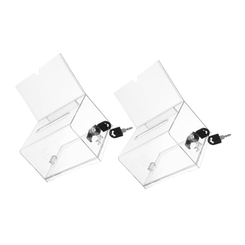 HIAKDOFT 2 Stück Transparente Acryl Visitenkartenbox mit Schildhalter Große Kapazität Karten Aufbewahrungsbox für Büro Hochzeit Fundraising und Abstimmung Robust Kratzfest Vielseitig von HIAKDOFT