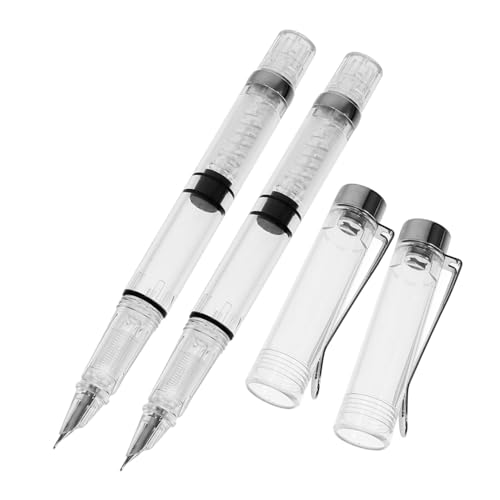 HIAKDOFT 2 Stück Transparentes Füllfederhalter mit Integriertem Tintenaufnahme piston Kalligraphische Schreibfedern für Büro und Schule Ergonomisch Geformt für Komfortables Schreiben von HIAKDOFT