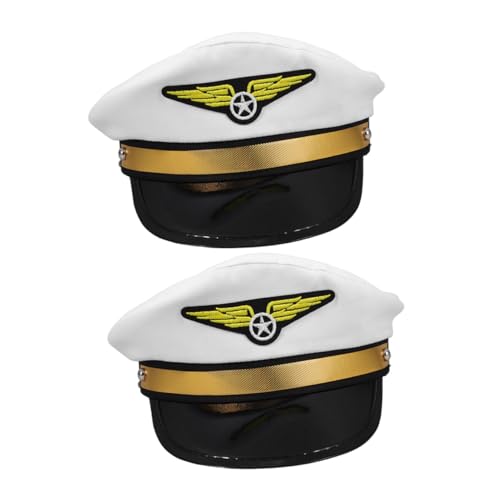 HIAKDOFT 2 Stück Verstellbare Pilotenkappe Weiß Airline Pilot Cosplay Hut für Halloween Kostüm Party Bühnenauftritte Vielseitiges Accessoire für Erwachsene HIAKDOFT 2 Stück Verstellbare Pilotenkappe Weiß Airline Pilot Cosplay Hut für Halloween Kostüm Party Bühnenauftritte Vielseitiges Accessoire für Erwachsene von HIAKDOFT