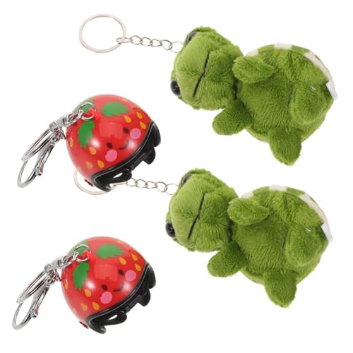 HIAKDOFT 2 Stück Weicher Plüsch Schildkröten Schlüsselanhänger mit Helm Niedlicher Anhänger aus Abs und Plüschstoff Vielseitig als Taschen und Schlüsseldeko für Auto und Zuhause Leicht und von HIAKDOFT