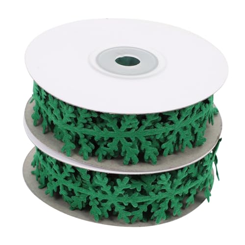 HIAKDOFT 2 Stück Weihnachtliches Geschenkband Grün mit Schneeflocken Motiv Vielseitiges Dekorationsband für DIY Bastelarbeiten Geschenkverpackung Partydeko und Handgemachte Schleifen von HIAKDOFT