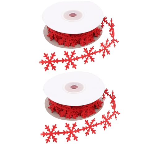 HIAKDOFT 2 Stück Weihnachts Geschenkband Teilig Schneeflocken Motiv Rot Dekoratives Band für Weihnachtsbaum Geschenkverpackung Partydeko aus Hochwertigem Vliesstoff Formbeständig und von HIAKDOFT
