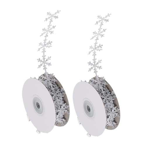 HIAKDOFT 2 Stück Weihnachtsband Schneeflocken Geschenkband Premium Vliesstoff Dekorativ für Geschenkverpackung DIY Weihnachtsdeko Handwerksprojekte von HIAKDOFT
