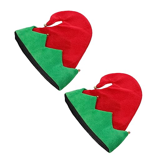 HIAKDOFT 2 Stück Weihnachtself Glockenmütze Teiliges Festliche Xmas Party Hüte Bequeme Auffällige Weihnachtsmütze für Familienfeier und Cosplay von HIAKDOFT