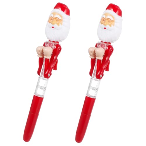 HIAKDOFT 2 Stück Weihnachtskugelschreiber Santa Claus Kreative Stressabbau Kugelschreiber Blaue Mine Komfortabler Griff für Schüler Lehrer Büro Kleine Weihnachtsgeschenke von HIAKDOFT