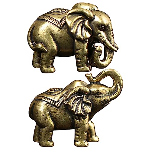 HIAKDOFT 2 Stück büro Accessoires wohnaccessoires tischdeko esstisch unikal Elefantenornament Statue - Golddekor Figur in Elefantenform Elefantendekorationen Messing Golden von HIAKDOFT