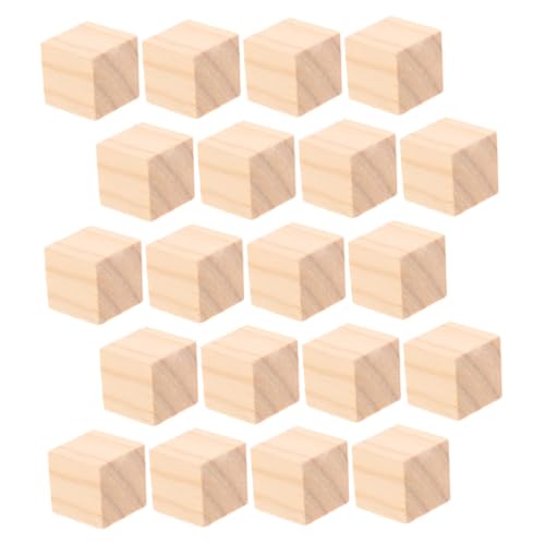 HIAKDOFT 20 Stück Holzblöcke Quadratisch Naturbelassen zum Basteln Malen Gravieren DIY Stapelspielzeug Montessori Vorschule Holzklötze für Kreative Bau Lernprojekte von HIAKDOFT
