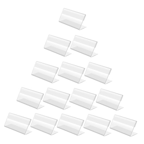 HIAKDOFT 20 Stück Teiliges Acryl Preisschild Aufsteller Transparenter Desktop Preisetikettenhalter Stabiler Flyer Display Ständer für Büro Einzelhandel Konferenzen Langlebig und Einfach zu von HIAKDOFT