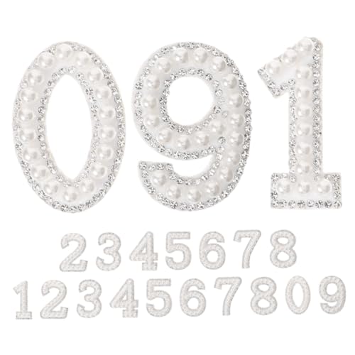 HIAKDOFT 20 Stück Teiliges Bling Strass Perlen Zahlen Aufbügel Applikationen für Kleidung Schuhe Taschen DIY Modische Langlebige Vielseitige Verzierungen aus Kunststoff und Vliesstoff von HIAKDOFT