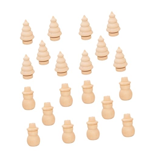 HIAKDOFT 20 Stück Teiliges DIY Weihnachtsbaum und Schneemann Holzornamente zum Bemalen Kreative Xmas Deko für Zuhause Bastelset Fantasie und Weihnachtsstimmung von HIAKDOFT