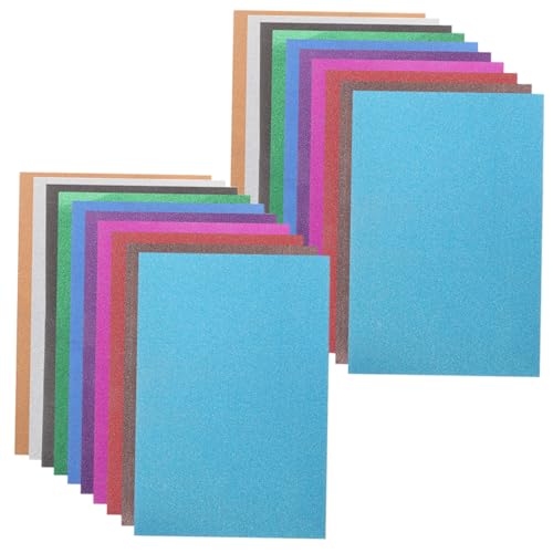 HIAKDOFT 20 Stück Teiliges Glitzer Bastelpapier Farbig Selbstklebend und Glatt Multifunktionaler Glitter Karton für DIY Handwerk Einladungskarten Grußkarten Scrapbooking Kindergarten von HIAKDOFT