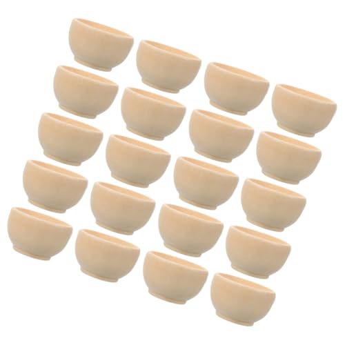 HIAKDOFT 20 Stück Teiliges Kleine Holzschalen aus Langlebigem Hartholz Bemalbare DIY Ornamente Montessori Bastelset für Natürliche Dekoration für Heim und Feier von HIAKDOFT