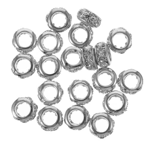 HIAKDOFT 20 Stück Teiliges Rondelle Spacer Perlen aus Kupfernem Strass Lose Schmuckperlen für DIY Schmuckherstellung Silberfarbene Zwischenperlen für Armbänder Halsketten Basteln von HIAKDOFT