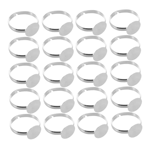 HIAKDOFT 20 Stück Teiliges Verstellbares Ringset aus Langlebigem Metall Runde Blanko Ringbasis für DIY Schmuckherstellung für Harz und Bastelprojekte Vielseitige Schmuckzubehör für von HIAKDOFT