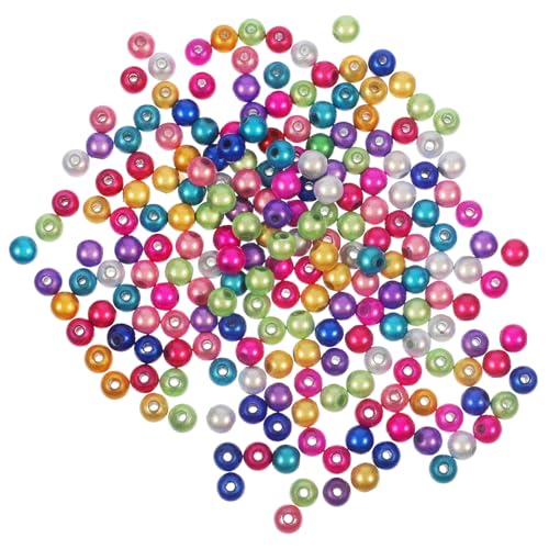 HIAKDOFT 200 Stück Acryl Rundperlen Bunte Reflektierende DIY Schmuckperlen für Armbandherstellung Bastelzubehör Glatte Oberflächen zum Auffädeln und Handarbeit von HIAKDOFT