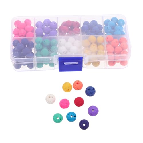 HIAKDOFT 200 Stück Bunte Lavaperlen Glatte Oberfläche Leichte DIY Schmuckperlen für Armbänder Halsketten Vielseitig Einsetzbare Bastelperlen Fächer box von HIAKDOFT