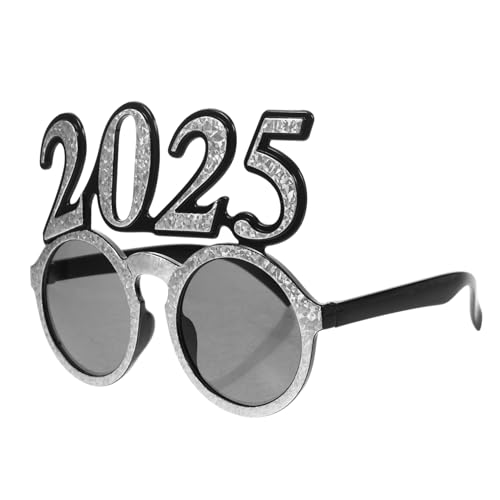 HIAKDOFT 2025 Digitale Brille Lustige Brille Partybrille Silvesterbrille Silvesterbrille Abschlussbrille Flippige Brille Modisch Für Erwachsene Für PC Silber von HIAKDOFT
