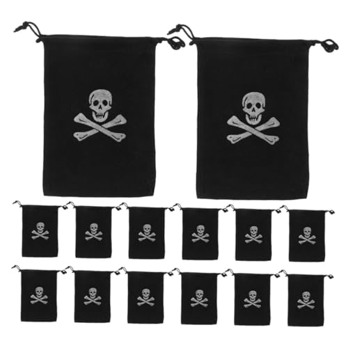 HIAKDOFT 24 Stück Piraten Aufbewahrungsbeutel Halloween Süßigkeitenbeutel Mit Kordelzug Halloween Piraten Beutetaschen Halloween Goodie Bags Halloween Piraten Geschenktüten Halloween von HIAKDOFT