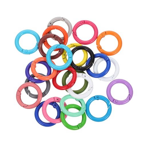 HIAKDOFT 24 Stück Teiliges Bunte Metallringe zum Basteln Runde Rostbeständig Einfach zu Öffnen und Schließen Vielseitig für Schlüsselanhänger Taschen und DIY zubehör Zufällige Farbe von HIAKDOFT