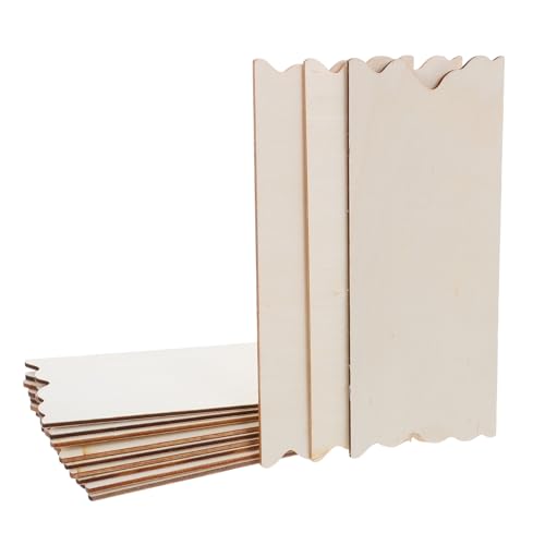HIAKDOFT 24 Stück Teiliges Holzschild Bastelset aus Umweltfreundlichen Holzplättchen Längliche DIY Holzschilder mit Einzigartigem Schnittdesign zum Bemalen Gravieren und Dekorieren von HIAKDOFT