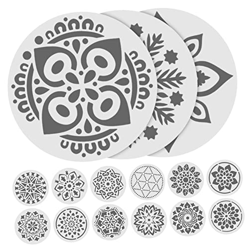 HIAKDOFT 24 Stück Teiliges Mandala Schablonen aus Robustem Wiederverwendbare Blumen Malvorlagen für DIY und Bastelmalerei Große Schablonen für Vielseitige Dekorationen von HIAKDOFT