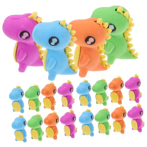 HIAKDOFT 24 Stück Teiliges Mini Dinosaurier Radiergummi Bunte Lustige Radierer für Schüler und Büro Niedliche Tierform Schreibwaren für Schule und Mitgebsel von HIAKDOFT