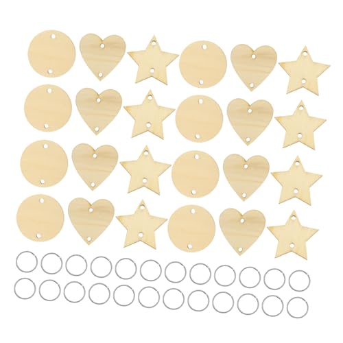 HIAKDOFT 240 Stück Teiliges DIY Holzanhänger set mit Stern Kreisformen und Ringclips Naturbelassene Holzscheiben für Bastelprojekte Hochzeit Deko Geburtstagskarten Familienhandwerk von HIAKDOFT