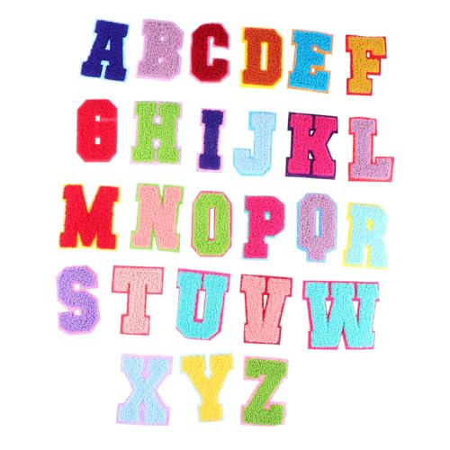 HIAKDOFT 26 Stück Teiliges Buchstaben Bügelflicken Bunte Stickapplikationen für Kleidung Taschen Hüte DIY nähzubehör Dekorative Reparatur patches Geeignet für Damen Casual Wear von HIAKDOFT
