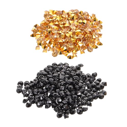 HIAKDOFT 2Er-Pack Pack Diamant Streudeko mit Spitzem Boden Goldene Schwarze Vase Füller Funkelnde Deko Perlen für DIY Basteln Hochzeit Party Tischdeko Vielseitig Einsetzbar von HIAKDOFT