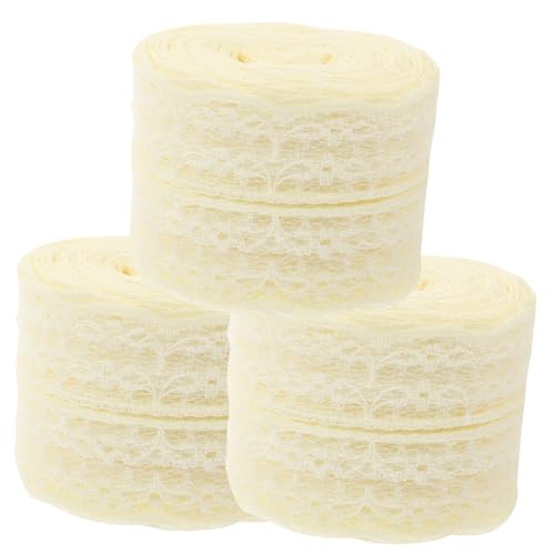 HIAKDOFT 3 Rollen Breites Spitzenband Vintage Stil Ohne Elastizität Cremefarbenes Kleidungsspitzenband Für Hochzeitsdeko DIY Kleiderverzierung Und Bastelarbeiten von HIAKDOFT