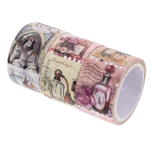 HIAKDOFT 3 Rollen Retro Washi klebeband Vintage Briefmarken Sticker Selbstklebende Portable Dekoration für DIY Basteln Scrapbooking Journale und Planer von HIAKDOFT