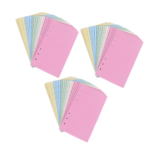 HIAKDOFT 3 Sätze Nachfüllpapier Kariert Farbiges Loose Leaf Einlagen Papier für Ringbuch Notizbuch Büro Schule Journal von HIAKDOFT