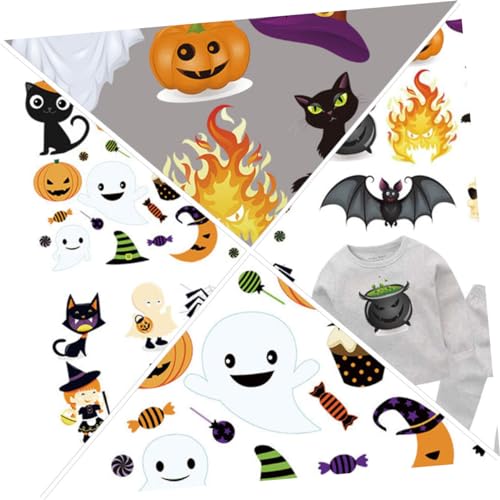 HIAKDOFT 3 Stk. Halloween Bügelbilder Set Teilig Buntes Heat Transfer Patches für DIY Kleidung Halloween Kostüme Textilien Aufnäher zum Aufbügeln für Erwachsene von HIAKDOFT