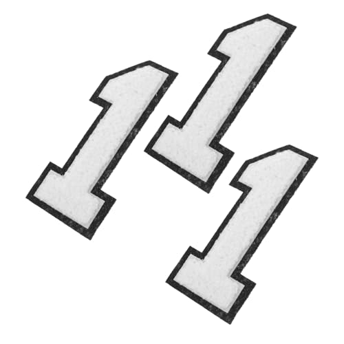 HIAKDOFT 3 Stück Chenille digitale Stoffaufkleber kleine Hutflecken Bügelnummern für Kleidung Kleiderflicken Number Eisenfleck Zahlen Patches für Kleidung Eisen auf Zahlenflecken Polyester von HIAKDOFT