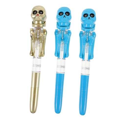 HIAKDOFT 3 Stück Halloween Kugelschreiber Kürbis Skelett Leuchtende Ballpoint Pens Kreative Schreibwaren Für Schüler Party Dekoration Zufällige Farbe von HIAKDOFT