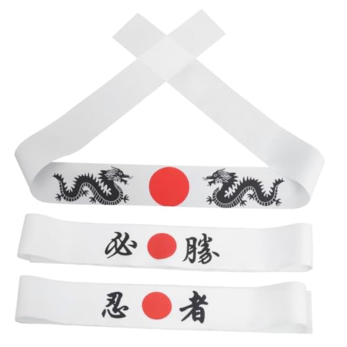 HIAKDOFT 3 Stück Japanisches -stirnband Für Karate-sushi-kochkostüme, Japanisches Sushi-koch-hachimaki-karate-stirnband, Japanischer Koch-kopfschmuck HIAKDOFT 3 Stück Japanisches -stirnband Für Karate-sushi-kochkostüme, Japanisches Sushi-koch-hachimaki-karate-stirnband, Japanischer Koch-kopfschmuck von HIAKDOFT
