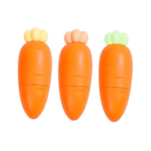 HIAKDOFT 3 Stück Mini Textmarker Karottenform Tragbare Fluoreszierende Marker mit Schräger Spitze Kreative Farbige Markierstifte für Schüler Büro Schule Robustes Zufällige Zufällige Farbe von HIAKDOFT