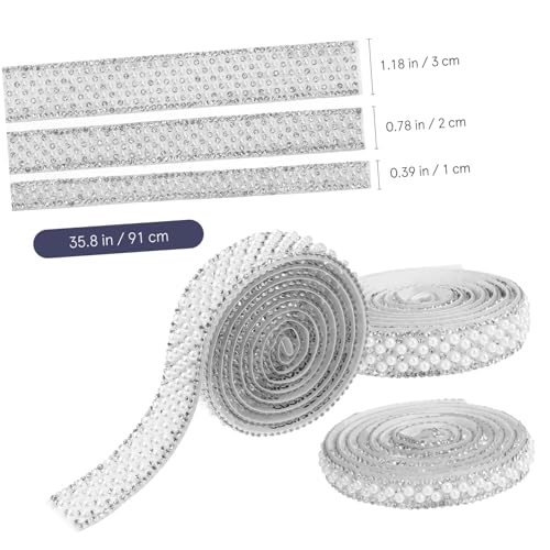 HIAKDOFT 3 Stück Perlen Strassband Teilig Selbstklebend Breit mit Glasperlen und Funkelnden Kristallen für DIY Schmuckherstellung Kleidung Taschen Schuhdekoration von HIAKDOFT