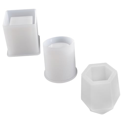 HIAKDOFT 3 Stück Teiliges DIY Stifthalter Gießform Kreative Stifthalterform Multifunktionaler Pen Holder Mould für Epoxidharz Bastelprojekte und Schreibtischdekoration von HIAKDOFT