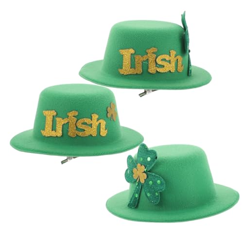 HIAKDOFT 3 Stück Teiliges Grüne Party Hut Haarclips für Frauen und Mädchen Einfache Anwendung Vielseitig für Patricks Day Fasching und Festlichkeiten Dekorative Haaraccessoires im Irischen von HIAKDOFT