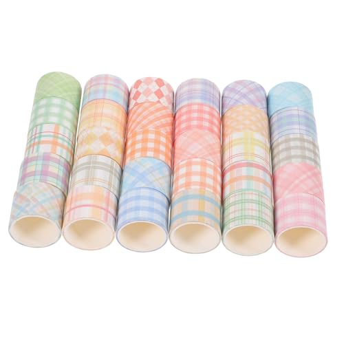 HIAKDOFT 30 Rollen Dekorative Washi Tape Klebebänder Kariert Vielseitig für DIY Scrapbooking Geschenkverpackung Tagebücher Kalender Wiederverwendbar Handreißbar Bunte Bastelklebestreifen von HIAKDOFT
