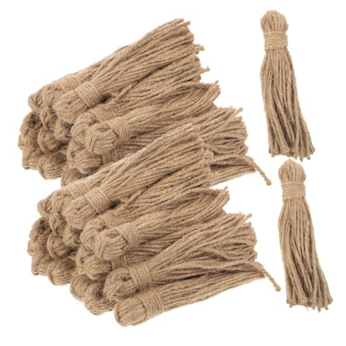 HIAKDOFT 30 Stück Jute Quasten für Rustikale Dekoration Teiliges Jute Bastelseil für DIY Holzperlen Girlanden Vielseitige Weihnachtsdeko und Kreative Bastelprojekte von HIAKDOFT