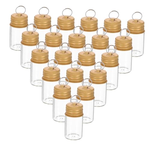 HIAKDOFT 30 Stück Mini Glasfläschchen mit Schlüsselring Kleine Wunschflaschen Anhänger für DIY Basteln Dekoration und Persönliche Erinnerungsstücke von HIAKDOFT
