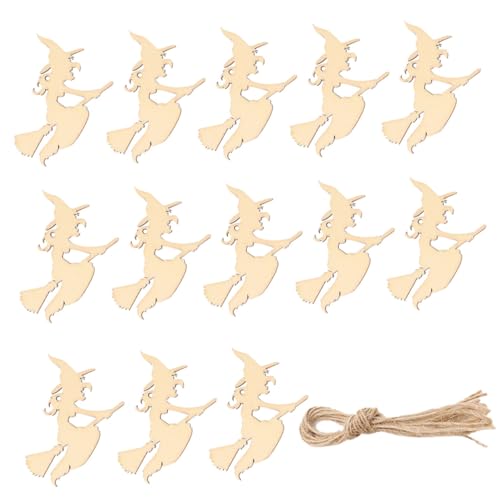 HIAKDOFT 30 Stück Teiliges Halloween Holzchips Hexenform Dekorative Holzanhänger mit Aufhängeloch DIY Basteln für Halloween Party Deko Kreative Holzscheiben für Handmalerei und HIAKDOFT 30 Stück Teiliges Halloween Holzchips Hexenform Dekorative Holzanhänger mit Aufhängeloch DIY Basteln für Halloween Party Deko Kreative Holzscheiben für Handmalerei und von HIAKDOFT