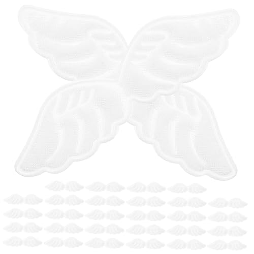 HIAKDOFT 30 Stück Teiliges Weiße Engelsflügel Stoffapplikationen zum Aufbügeln DIY Kleidungsreparatur Patches für Kleidung Taschen Hüte Socken und Accessoires Einfach zu Verwenden von HIAKDOFT