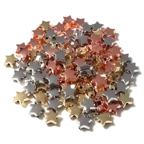 HIAKDOFT 300 Stück Sternförmige Spacer Beads aus Ccb Metall für DIY Schmuckherstellung Bunte Leichte Schmuckzubehör Perlen mit Glatter Oberfläche für Armbänder und Halsketten Mixfarben von HIAKDOFT