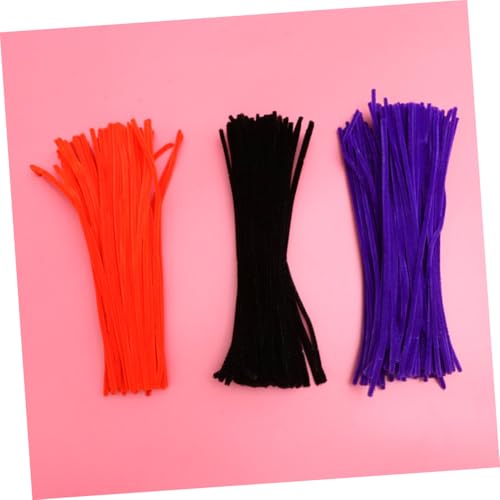 HIAKDOFT 300 Stück Teiliges Plüschstangen Flexibel zum Basteln für DIY Handarbeit Plüschstäbe in Orange Schwarz für Kreative Kunstprojekte und Frühe von HIAKDOFT