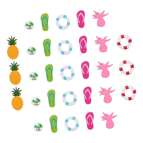 HIAKDOFT 35 Stück Teiliges Holzperlen Hawaii Party DIY Schmuck Basteln Dekorative Holzperlen Für Armbänder Girlanden Zubehör von HIAKDOFT