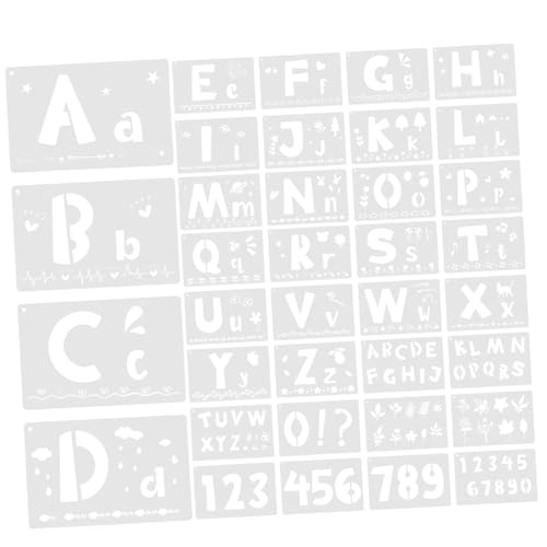 HIAKDOFT 36 Stück Teiliges Wiederverwendbares Pet kunststoff Schablonen Buchstaben und Zahlen Langlebig Leicht zu Reinigen für DIY malerei Handwerk Wände und Scrapbooking von HIAKDOFT