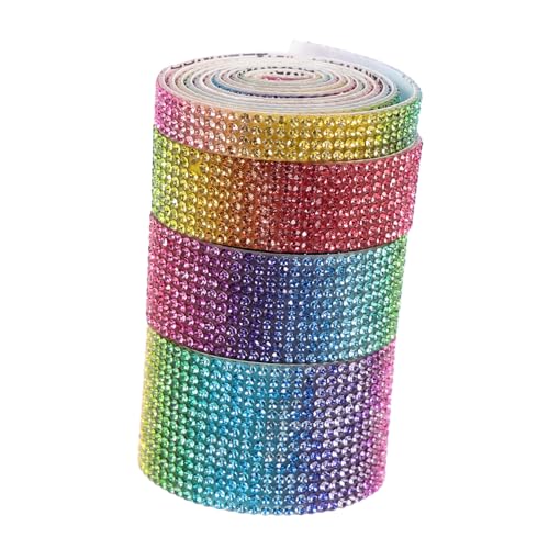 HIAKDOFT 4 Rollen Selbstklebendes Glitzerstein dekoband Kristall Strassbänder in Breiten DIY Schmuckband für Kleidung Handy Tasche Auto Hochzeit Basteln von HIAKDOFT
